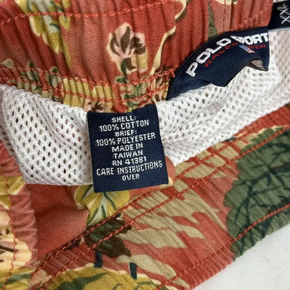 Polo Sport Swim Trunks Mens 2XL Multicolor Tropical Floral Drawstring Beach